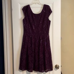 Purple sparkly knee length cocktail dress
